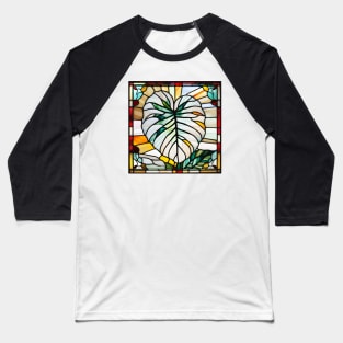 Albino Monstera Stained Glass Baseball T-Shirt